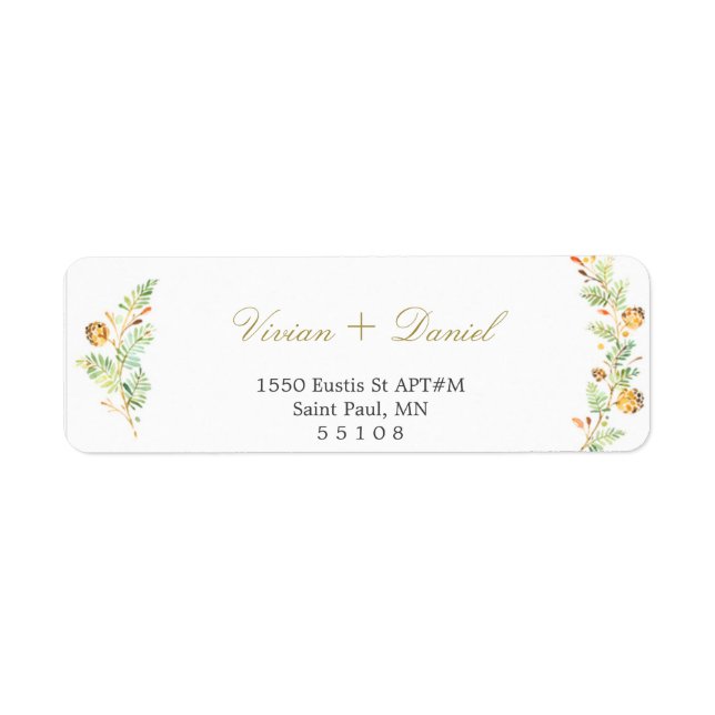 Étiquettes d'adresse de retour or floral (Devant)