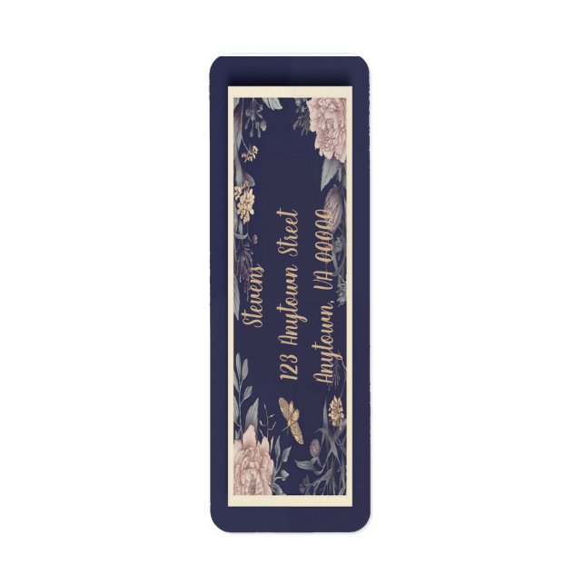 Étiquettes d'adresse de retour Papillon, Rose & Ch (Devant)