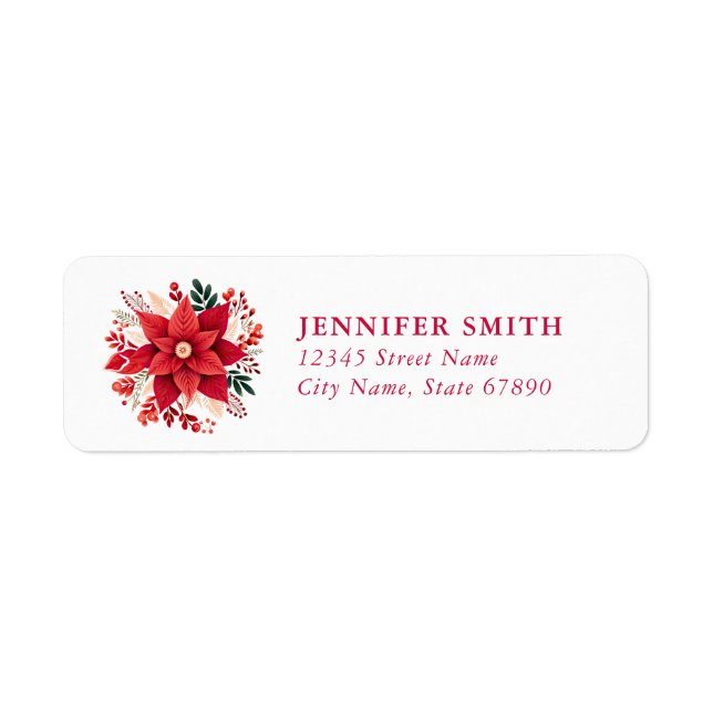 Étiquettes d'adresse de retour Poinsettia (Devant)