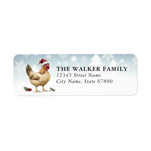 Étiquettes d'adresse de retour Poulets de Noël (Devant)