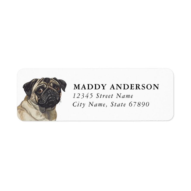 Étiquettes d'adresse de retour Pug (Devant)