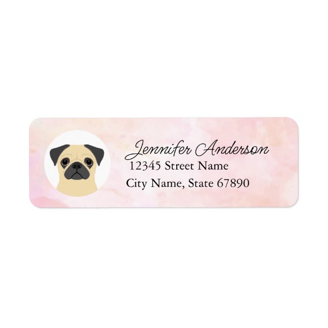 Étiquettes d'adresse de retour Pug (Devant)