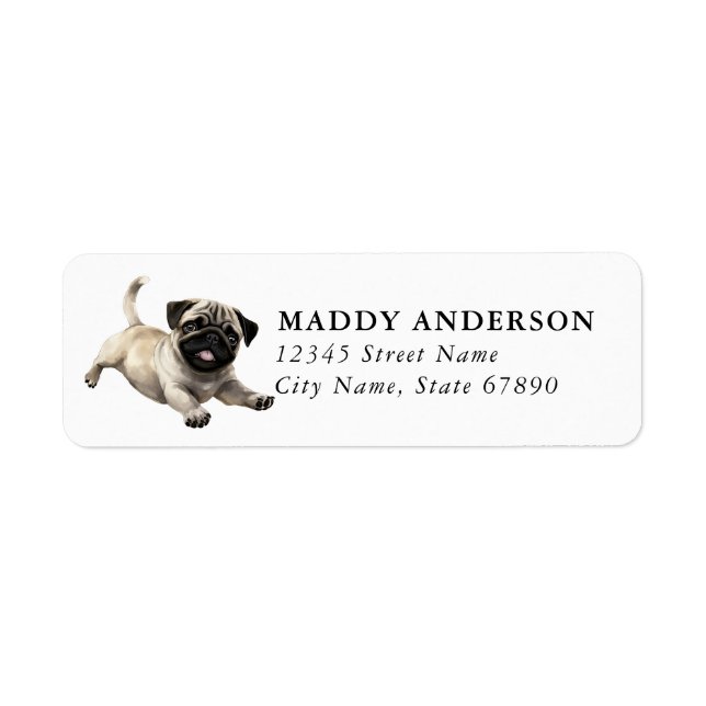 Étiquettes d'adresse de retour Pug (Devant)