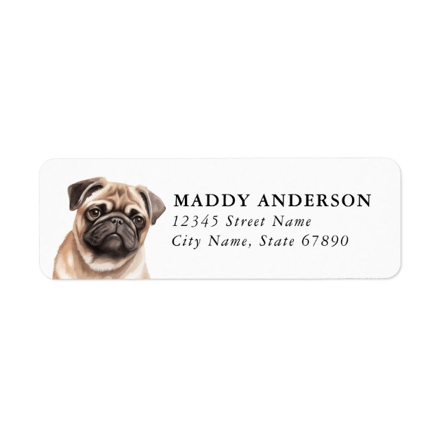 Étiquettes d'adresse de retour Pug (Devant)