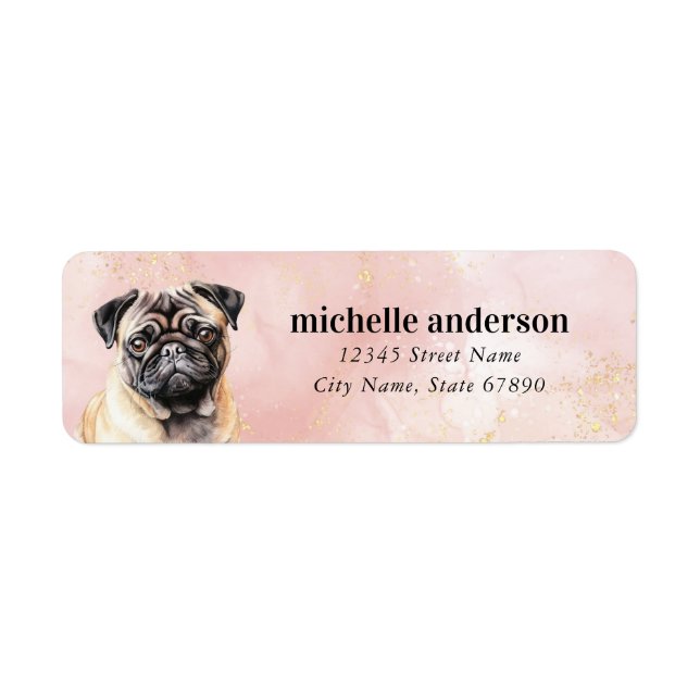 Étiquettes d'adresse de retour Pug (Devant)