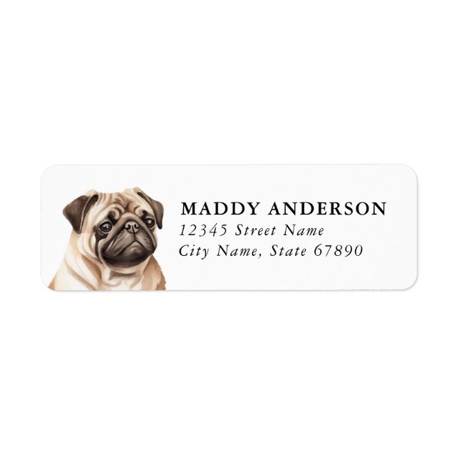 Étiquettes d'adresse de retour Pug (Devant)