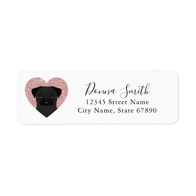 Étiquettes d'adresse de retour Pug (Devant)