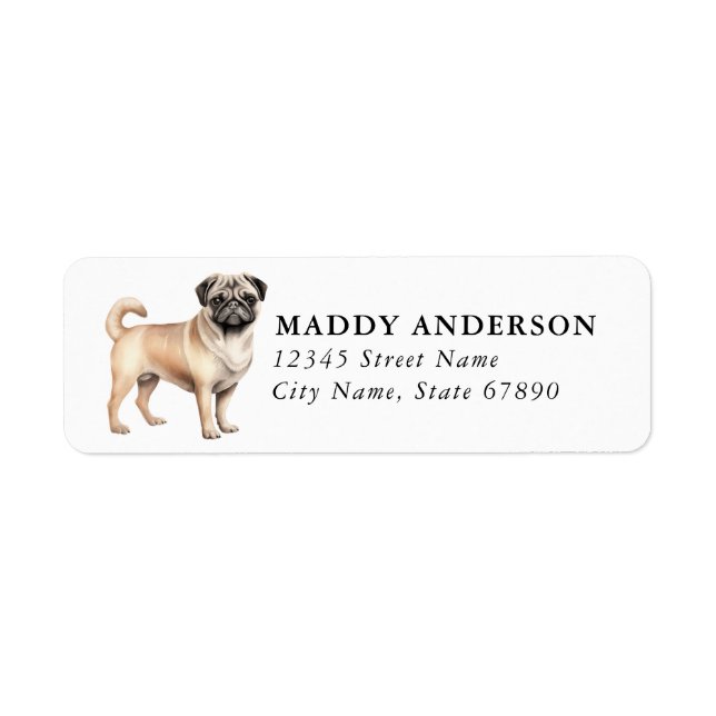 Étiquettes d'adresse de retour Pug (Devant)