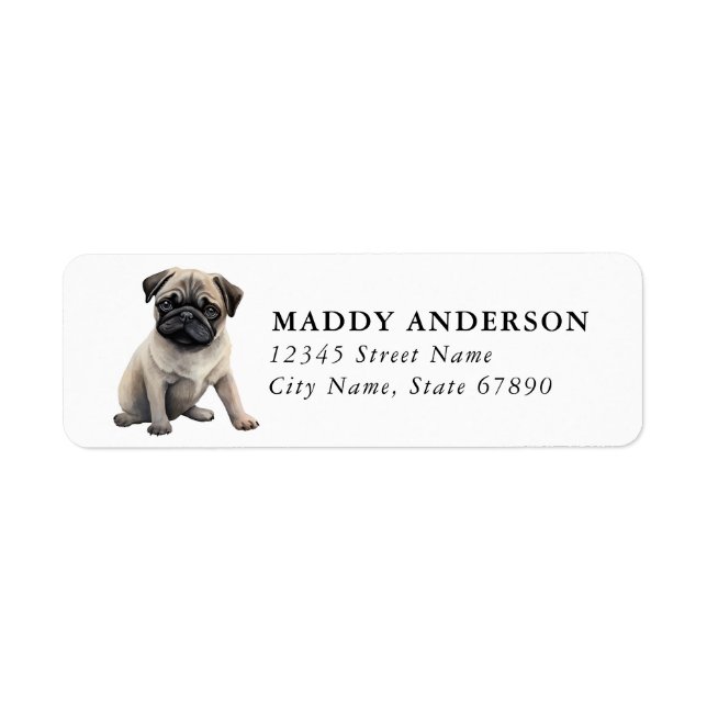 Étiquettes d'adresse de retour Pug (Devant)