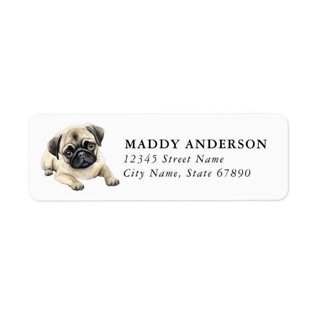 Étiquettes d'adresse de retour Pug (Devant)