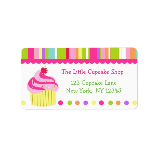 Étiquettes d'adresse de retour Rainbow Cupcake (Devant)