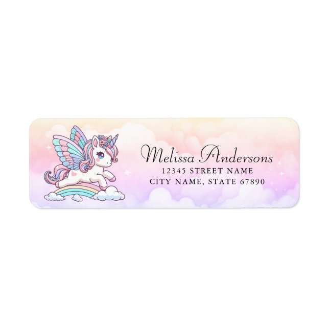 Étiquettes d'adresse de retour Rainbow Unicorn (Devant)