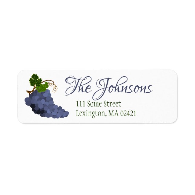 Étiquettes d'adresse de retour Raisins Violets (Devant)