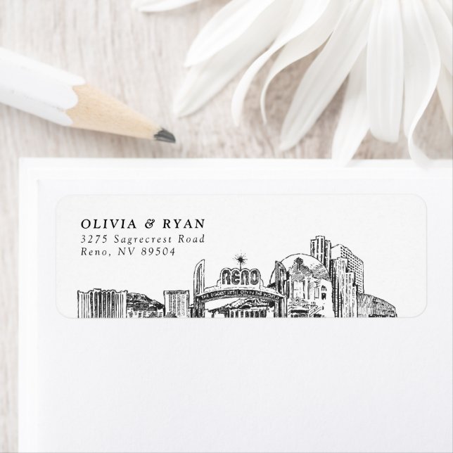 Étiquettes d'adresse de retour Reno Nevada Skyline (En situation)