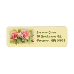 Étiquettes d'adresse de retour rose vintage