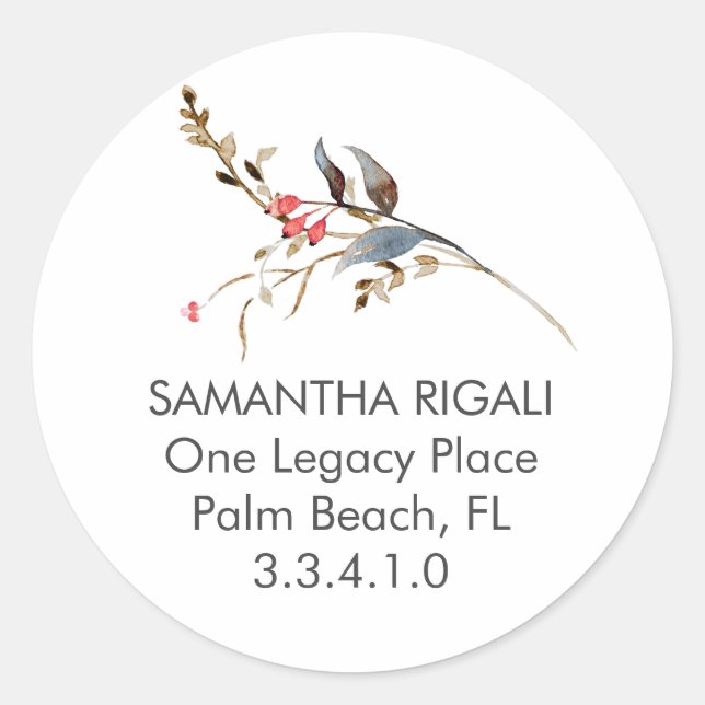 Étiquettes d'adresse de retour Rustique aquarelle (Devant)