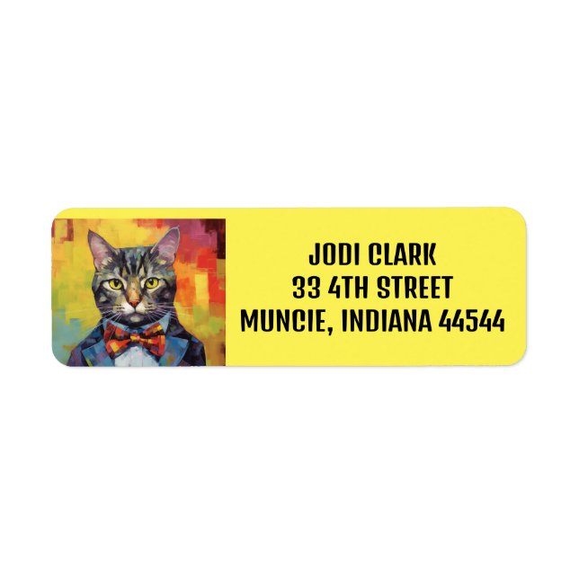 ÉTIQUETTES D'ADRESSE DE RETOUR TABBY CAT ART (Devant)