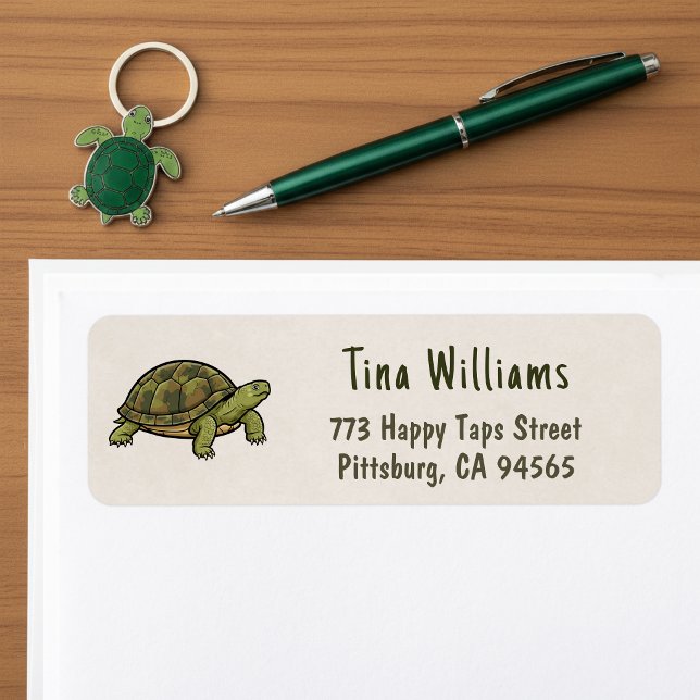 Étiquettes d'adresse de retour Tortue (Turtle return address label for nature lovers.)