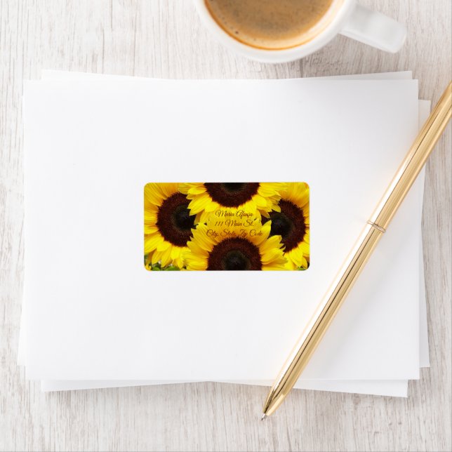 Étiquettes d'adresse de retour Tournesol (En situation)