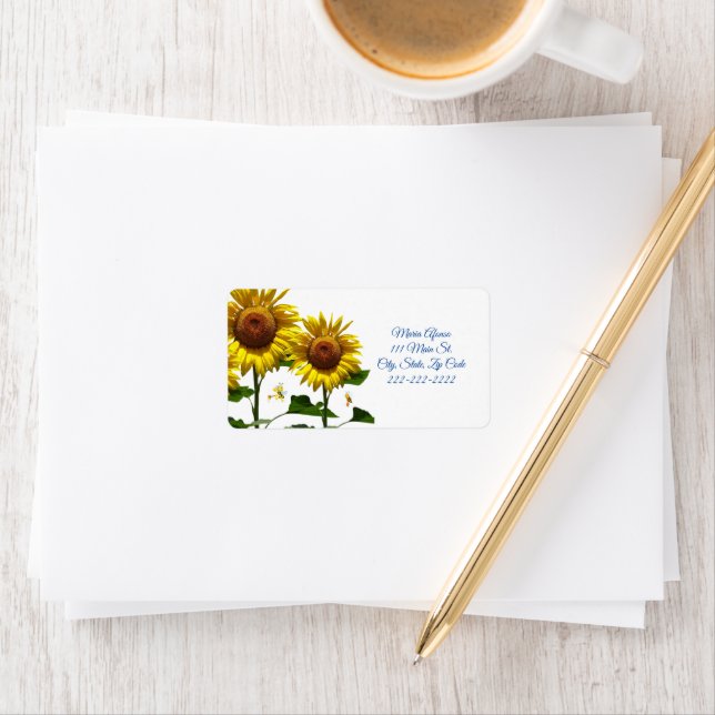 Étiquettes d'adresse de retour Tournesol (En situation)