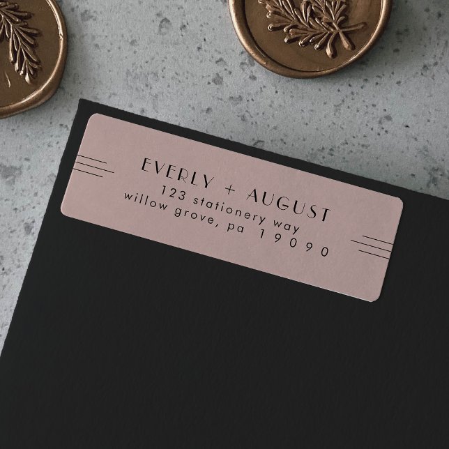Étiquettes d'adresse de retour TOUS les Art Déco B (EVERLY Art Deco Blush Pink Return Address Labels)