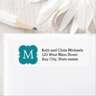 Étiquettes d'adresse de retour Turquoise simple Mo