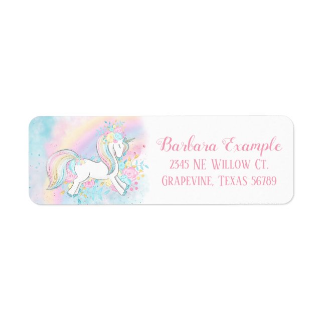 Étiquettes d'adresse de retour Unicorn (Devant)