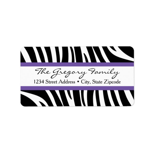 Étiquettes d'adresse de retour │ Zebra Print Purpl (Devant)