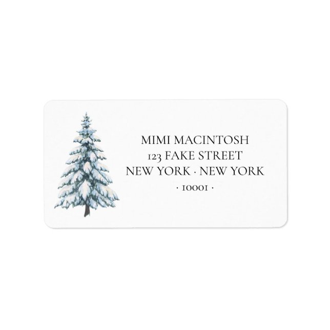 Étiquettes d'adresse d'hiver d'arbre enneigé (Devant)