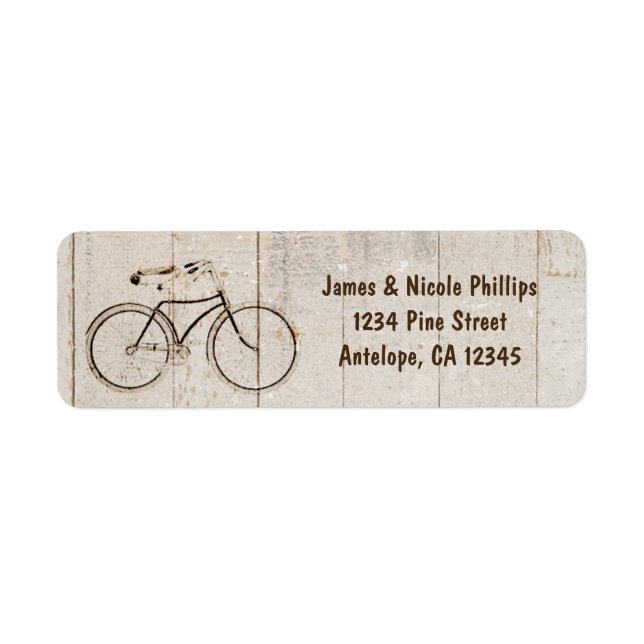 Étiquettes d'adresse en bois rustique de vélo vint (Devant)