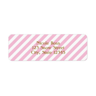 Étiquettes d'adresse en carton rayées rose Sugar &