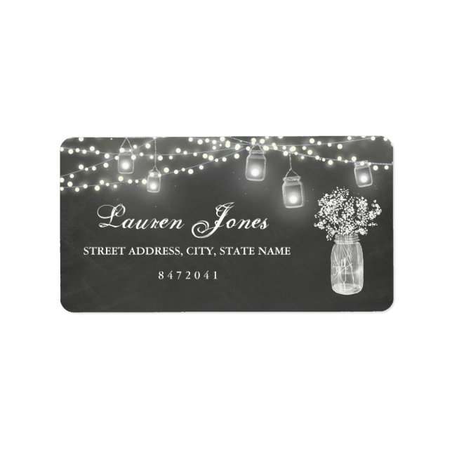 Étiquettes d'adresse en pot Mason tableau noir (Devant)