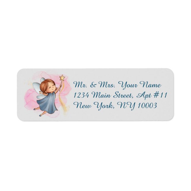 Étiquettes d'adresse Fantasy Blue Fairy Light Gray (Devant)