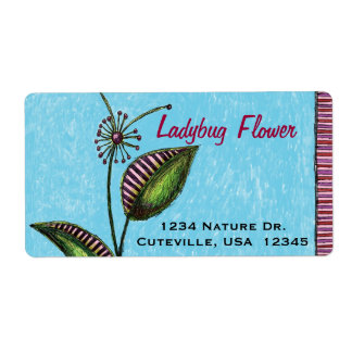 Étiquettes d'adresse, Fleur avec coccinelle et cha