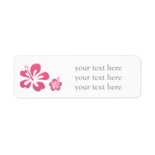 Étiquettes d'adresse florales à l'hibiscus rose et