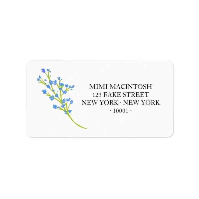 Étiquettes d'adresse florales bleues (Devant)