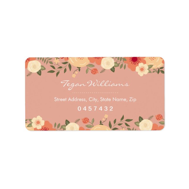 Étiquettes d'adresse florales pêche modernes (Devant)
