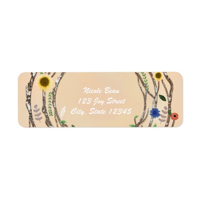 Étiquettes d'adresse Florales Vintage Branches d'A (Devant)
