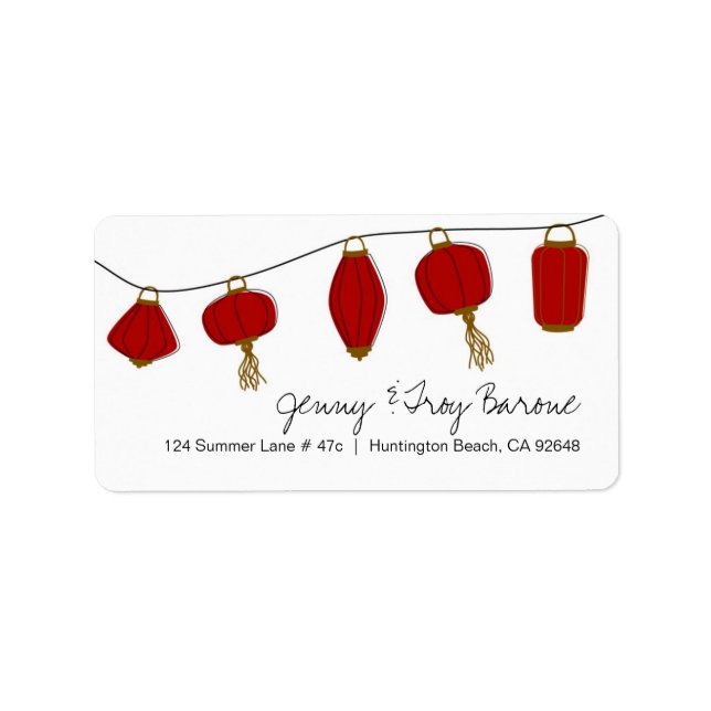 Étiquettes d'adresse Lanternes Rouges Asiatiques (Devant)