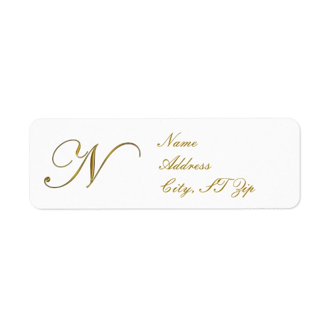 Étiquettes d'adresse Monogramme Or (Devant)