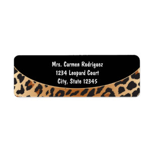 Étiquettes d'adresse noir à motif léopard guépard