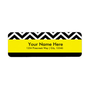 Étiquettes d'adresse noir et jaune Chevron moderne
