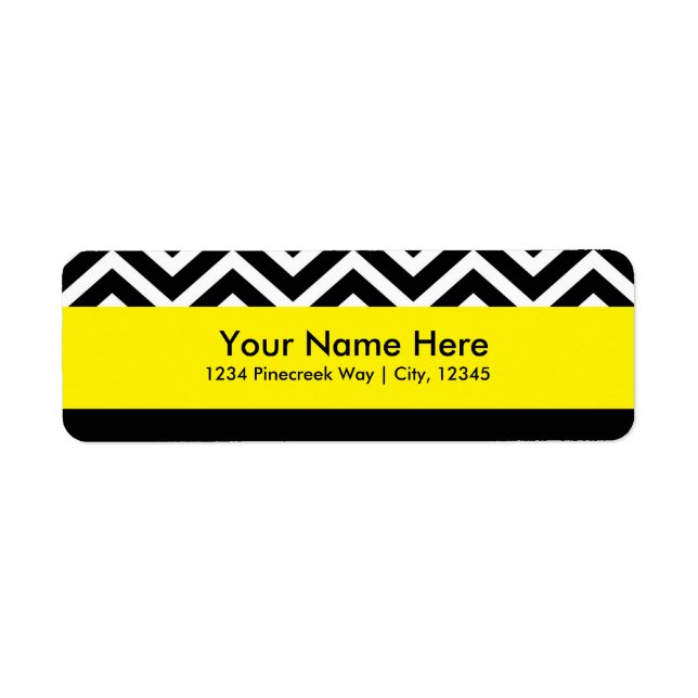 Étiquettes d'adresse noir et jaune Chevron moderne (Devant)