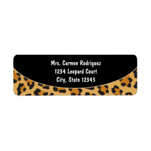 Étiquettes d'adresse noires à motif léopard guépar