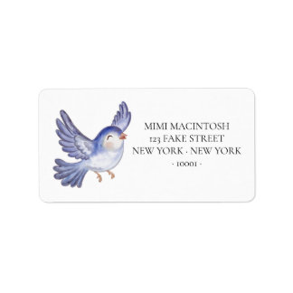 Étiquettes d'adresse Oiseau Bleu Volant