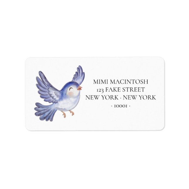 Étiquettes d'adresse Oiseau Bleu Volant (Devant)
