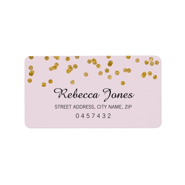 Étiquettes d'adresse Paillettes Or Rose (Devant)