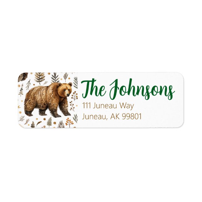Étiquettes d'adresse personnalisées à thème ours (Devant)