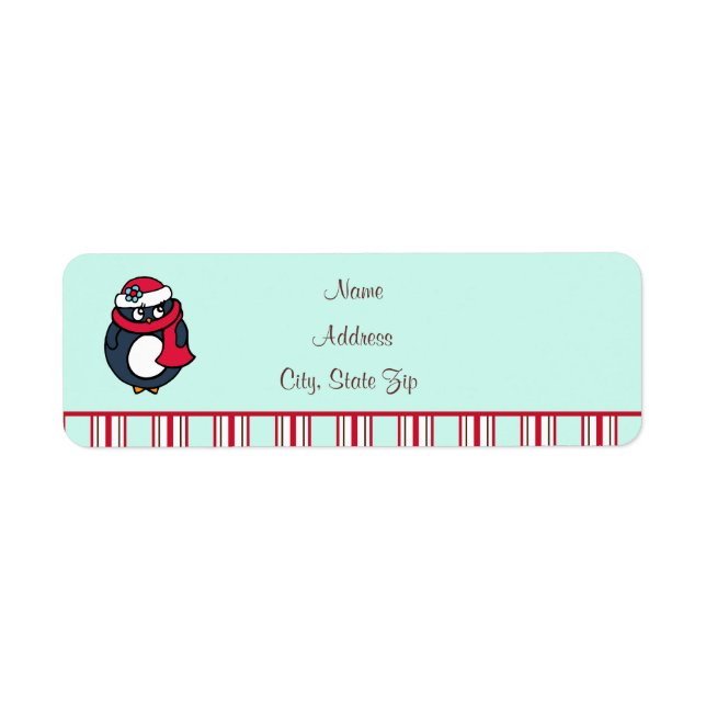 Étiquettes d'adresse Pingouin de Noël (Devant)