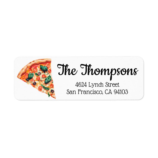 étiquettes d'adresse pizza aquarelle  (Devant)